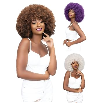 Janet Collection Natural Afro Badu Wig Small Kinky Curly Style - Premium Synthetic Fiber Naturally Curly CARDINAL