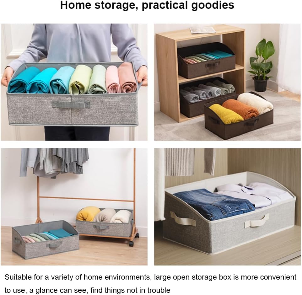 2 Packs Cube Storage Bins,Foldable Trapezoid Storage Bins with Handles,Closet Fabric Baskets for Organizing Toys,Clothes,Books and Office Supplies Shelves (Beige)