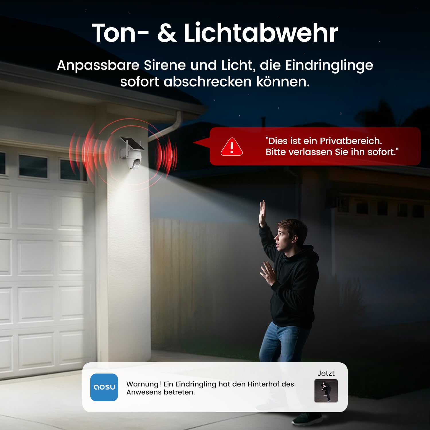 aosu 2K Überwachungskamera Aussen Solar Akku, 4 Cam-Kit & aosuBase, Kein ABO Nötig, 360° Panorama Kabellose Kamera, 32GB Lokaler Speicher, Auto-Tracking, Farb-Nachtsicht, 2 Wege Audio, 5G & 2.4G WLAN