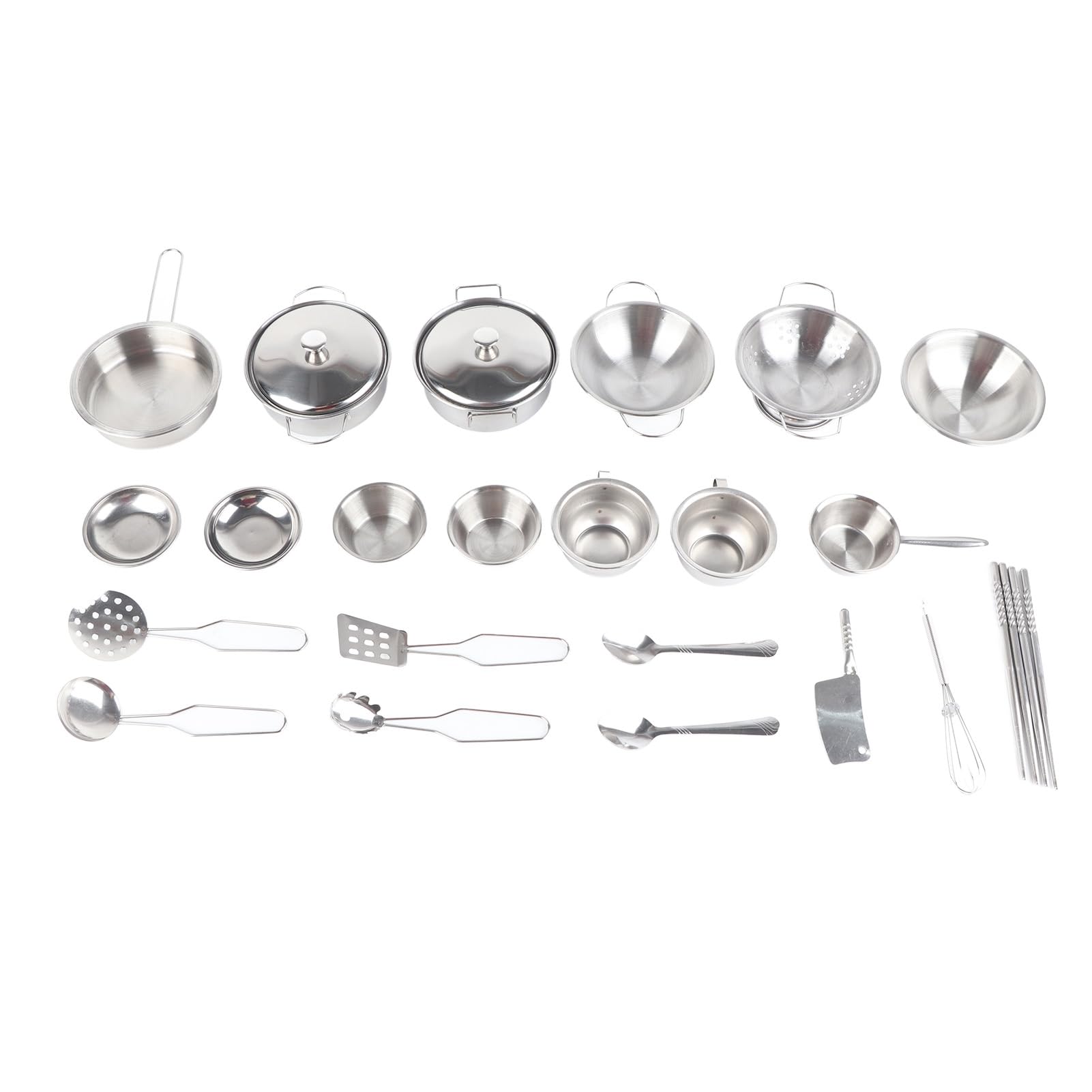 Cocoarm Set di Pentole in Acciaio Inox per Bambini, Utensili da Cucina per Bambini con Stoviglie Lucidate a Mano (25 pezzi)