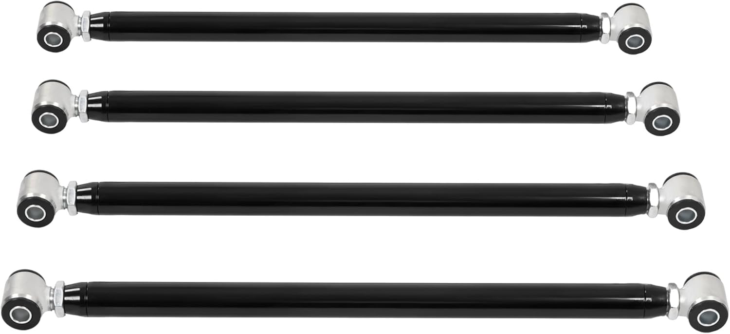 KUAFU Triangulated Suspension 4 Link Bars Universal 24" Center To Center Air Ride Powder Coated Zinc-Plated Heavy Duty Gloss Black