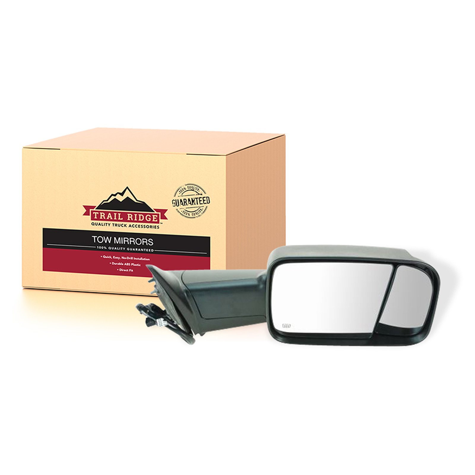 Trail RidgeTow Mirror Power Folding Heated Turn Signal Puddle Black RH for Ram