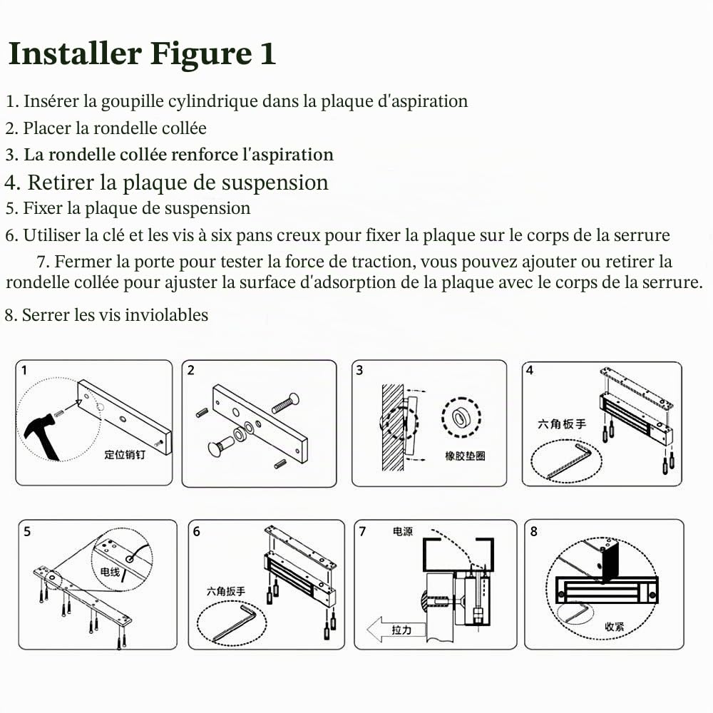 Serrure magnétique électronique, force de maintien 180 kg, serrure électromagnétique, système de contrôle d'accès DC 12 V, système de sécurité NC à sécurité intégrée, porte simple