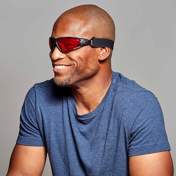 Sleep Savior Deluxe Ultra with Head Strap - Red Night Glasses - Red Light Glasses for Better Sleep