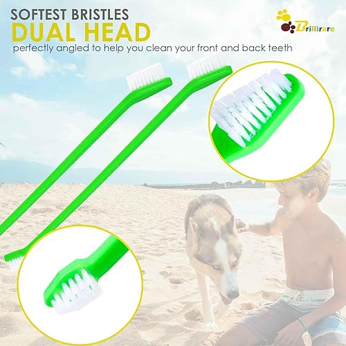 Miniatura 5 de BRILLIRARE Juego de 12 cepillos de dientes para perros, cepillos de dientes de silicona suave, limpieza de dientes de gato de doble cabeza y cuidado