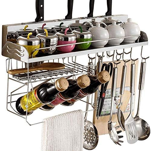 Metal Kitchen Shelves Bathroom Spice Rack Wall Mounted Packet Orga