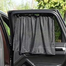 2 PCS Car Side Window Sun Shade for Tank 300 2024-2026 Drawstring Mesh Curtain with Suction Cups Anti-UV Sun Glare Protection Privacy Blocker Black