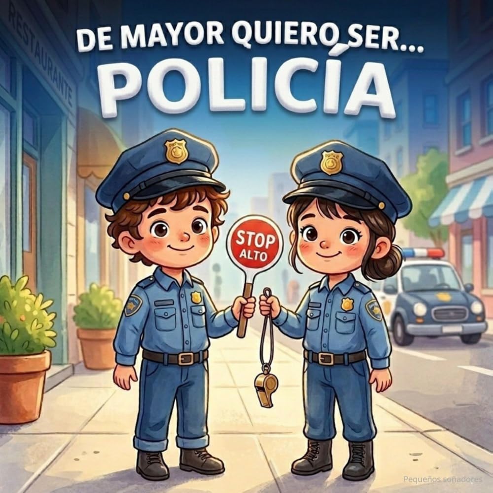 De mayor quiero ser... policía: Libro infantil sobre valentía, servicio a la comunidad, seguridad vial y trabajo en equipo