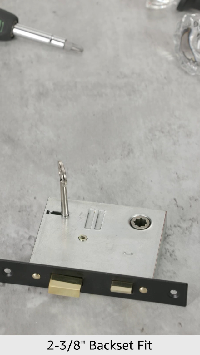 Prime-Line E 28335 Mortise Keyed Lock Set With Glass Knob – Satin Nickel, Fits 2-3/8 In. Backset