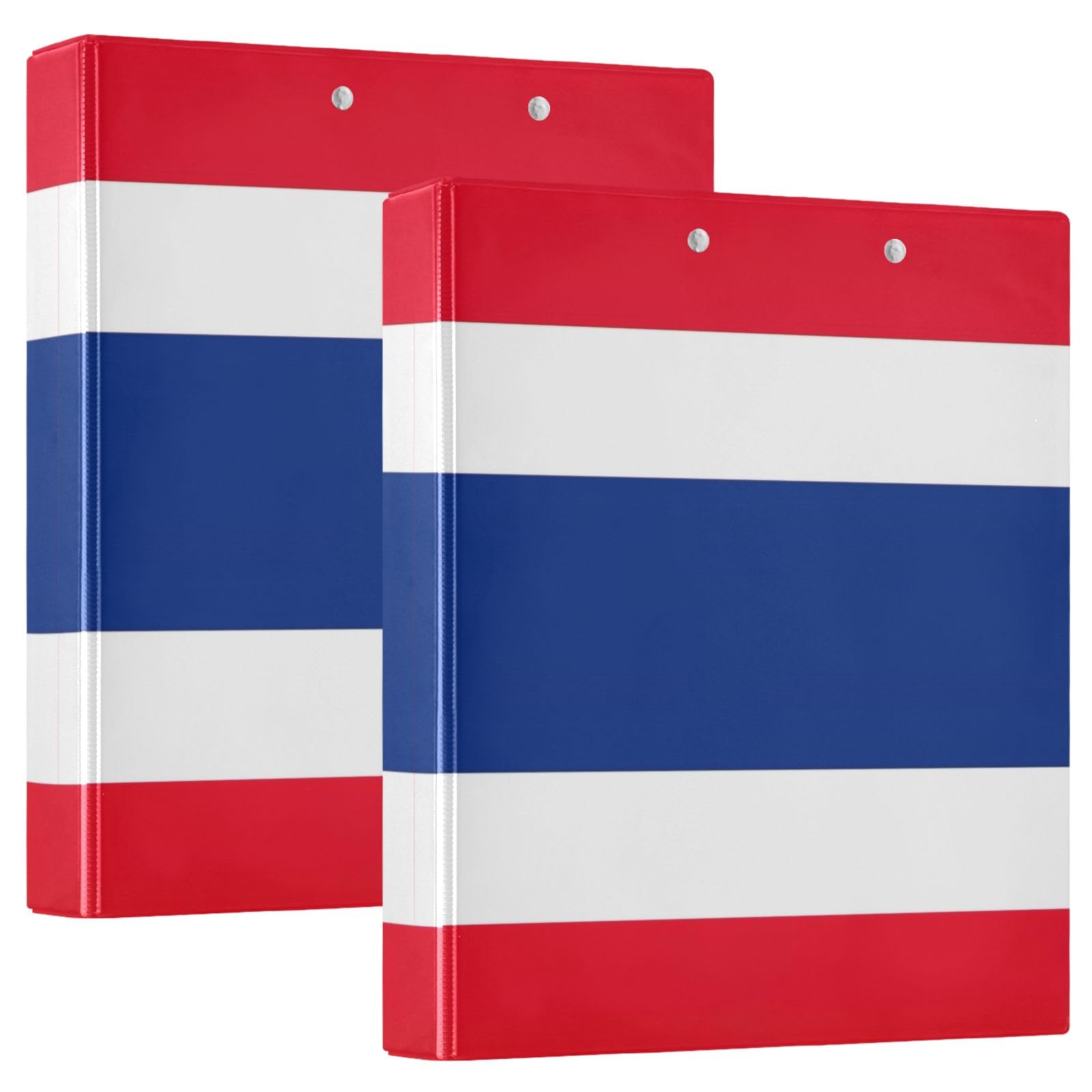 Thailand Flag 1.5 Inch 3 Ring Binder, Versatile Binders with Anti-Slip Metal Clip Round Ring Binder for School Office Home, 2 Pack