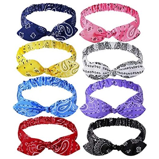 Diadema Diadema de Estampado Retro Diadema de Estampado Paisley Envoltura de Cabeza para Mujeres y Niñas (Estilo J, 8 Piezas)