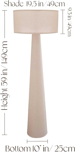 Miniatura 6 de Lámpara de pie – Rama y mecha – Lámpara de lino de pie de 59 pulgadas de alto con pantalla de tela, bombilla LED incluida – Elegante lámpara de gris