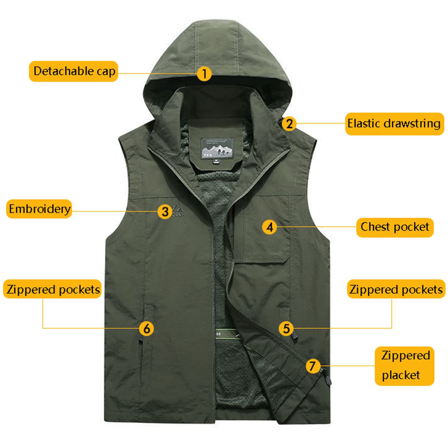 Chaleco para Hombre Chaleco Multibolsillos Exteriores Chaqueta Casual Sin Mangas Chaleco De Secado Rápido Transpirable para La Pesca La Fotografía Y El Senderismo