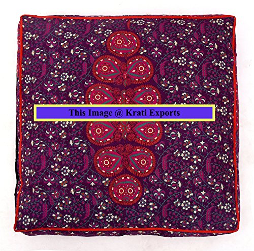 Krati Exports Indian Floor Pillow Cushion Covers in Mandala Design (Dark Purple Pink)