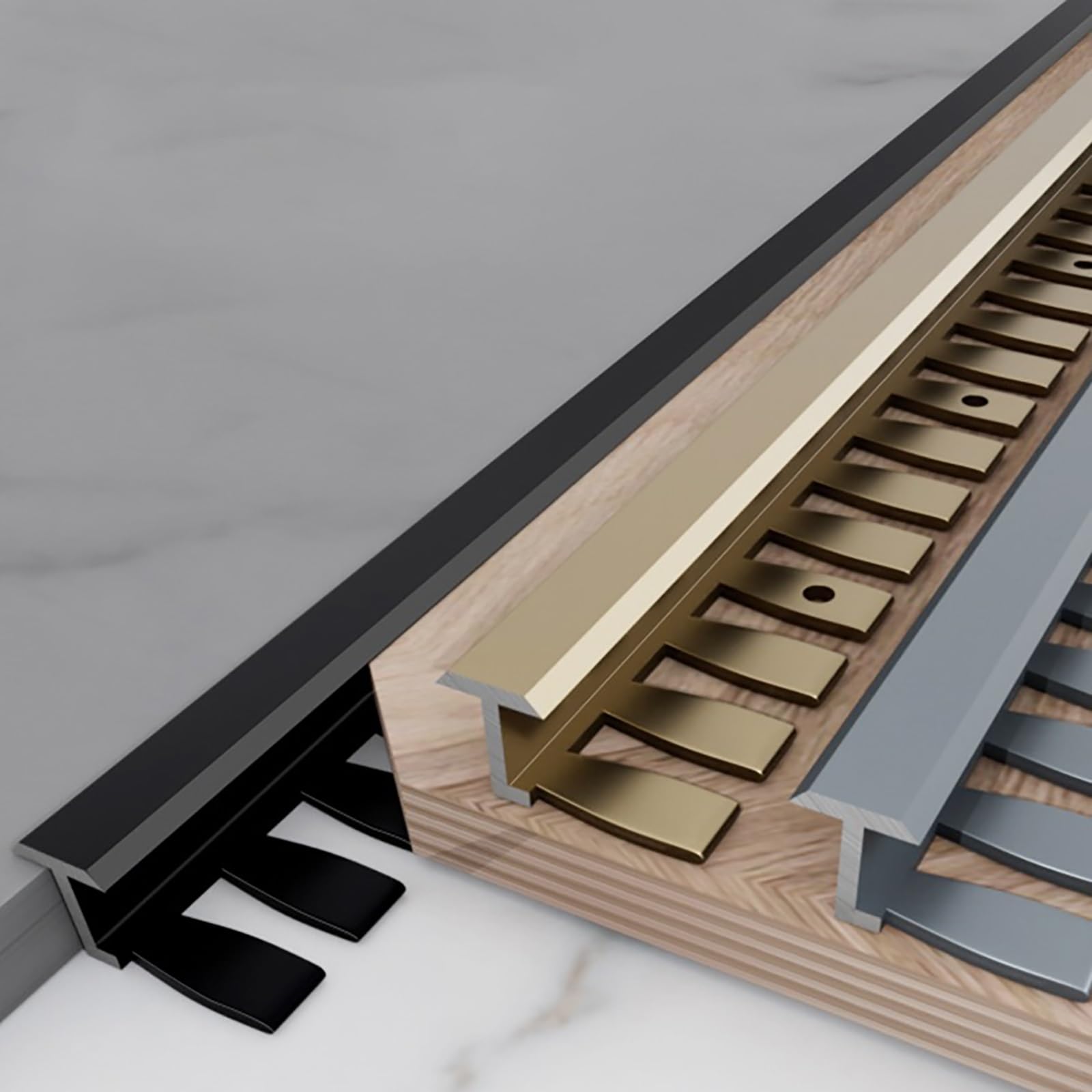 Tiras De Transición Para Suelo 135CM, 2 Piezas, Perfil En T De Aluminio Anodizado Para Suelos, Perfil De Compensación Para Unión De Suelos, Tira De Transición Para Suelos De Madera Y Cerámica(