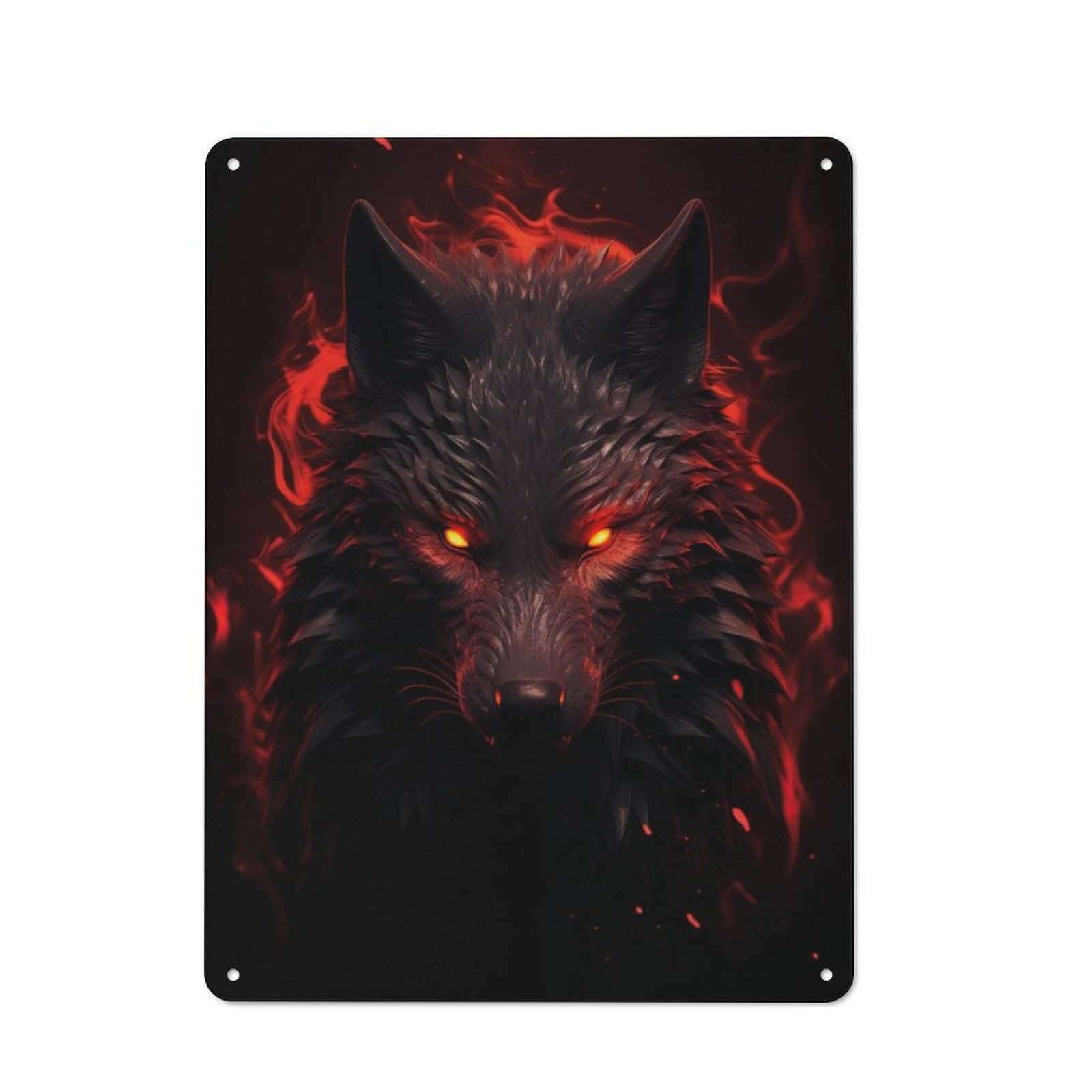 Junmoney Black Wolf Red Eyes Metal Sign 40X30cm With For Home Bar Wall, Rustic Decor, For Collectors Decorating Home Bars And Entertaining Spaces