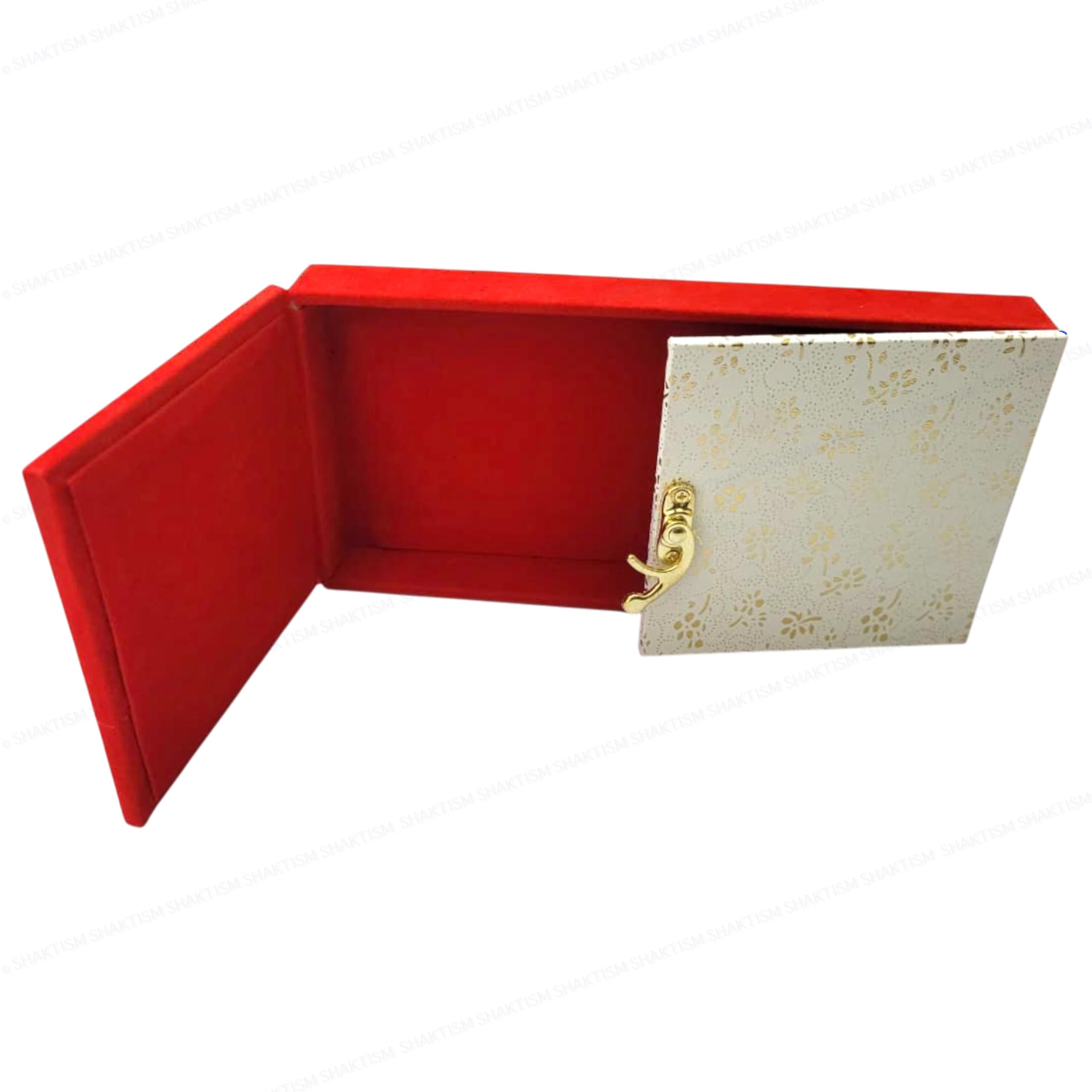 SHAKTISM Decorative Shagun Cash Gift Box for Money Gaddi, Sagan, Wedding & Festive Gifting, Jewellery Storage Box, Rectangle Shape, Premium Finish (Set of 1) (Red White Fatak) 3