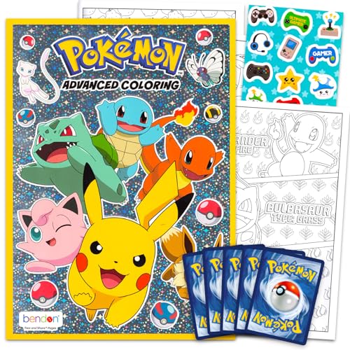 Pokemon Coloring Book for Kids - Advanced Activity Book Bundle with Cards