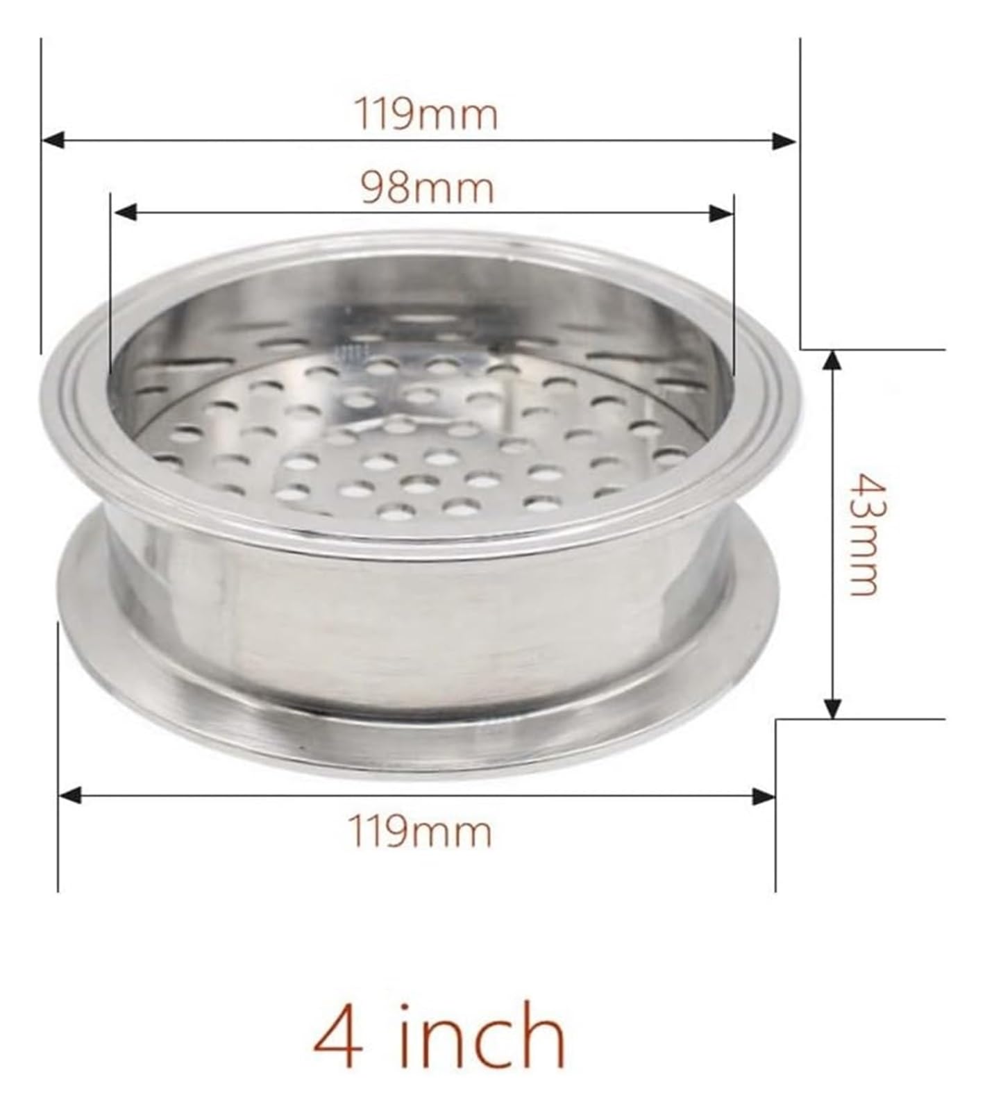 Feinmaschiges Sieb aus Edelstahl, rundes Küchensieb, Metallmaschensieb for Backen, Labor und Gartenarbeit(4 inch)