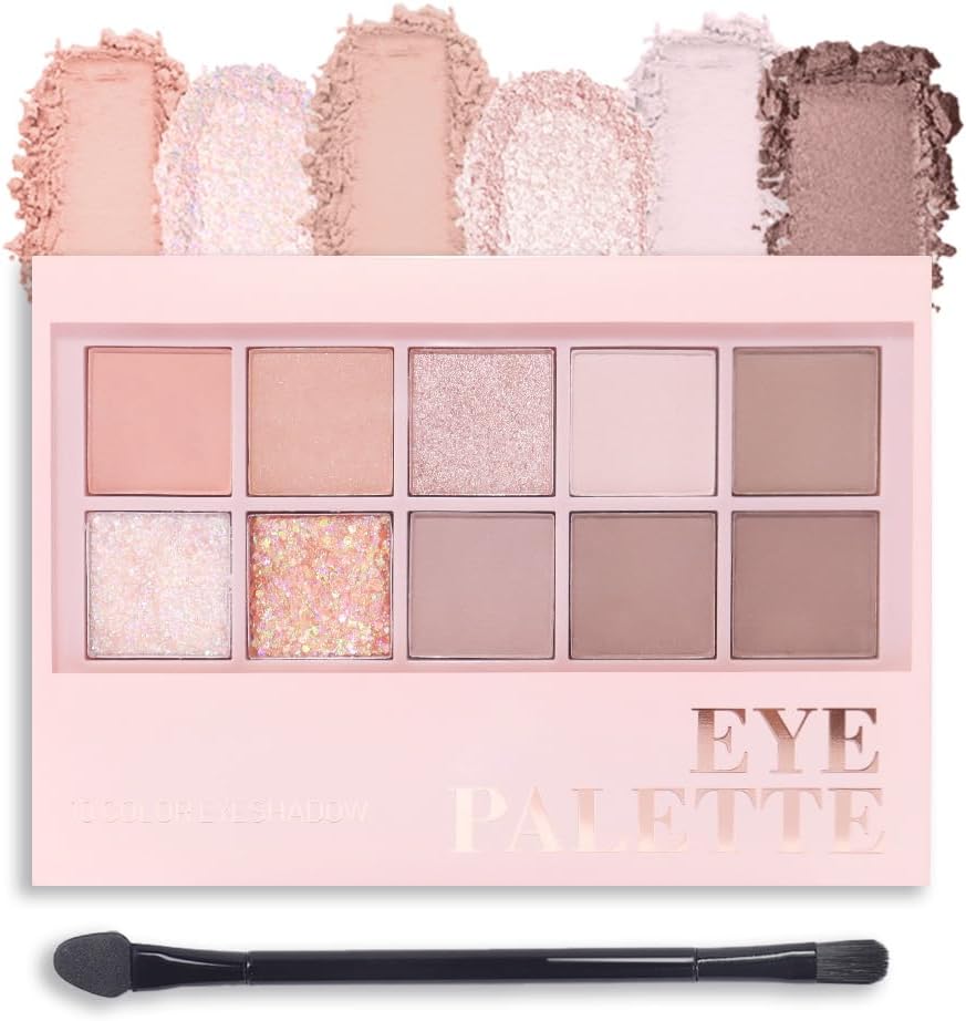 10Colors Matte Naked Eyeshadow Palette Makeup with Eyeshadow Brush,Highly Pigmented Matte Nude Brown Eyeshadow Palette Long Lasting Waterproof Blendable Naturing-Looking,Great for Travel Gift Kit