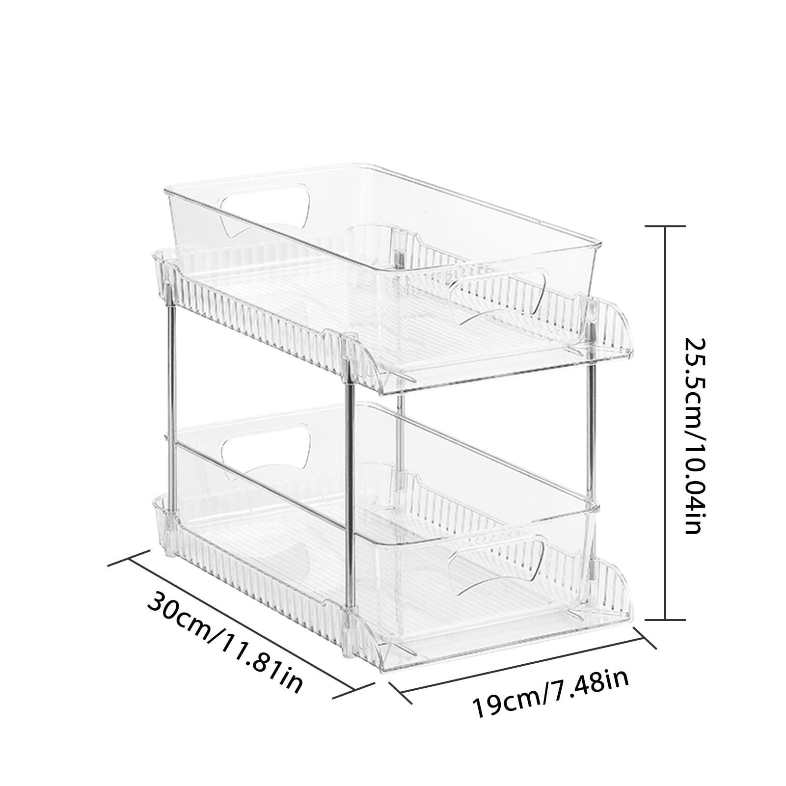 Organizzatore per Cassetti da Bagno Trasparente a 2 Livelli, Massimizza in Modo Efficiente lo Spazio di Archiviazione per la Sotto il Lavello, Scatola Portaoggetti in Plastica Resistente