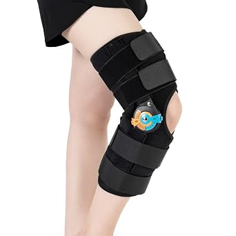 Hinged ROM Knee Braces Adjustable Knee Immobilizer Support for Knee Pain ACL MCL PCL Arthritis Meniscus Tear Post OP Recovery for Men and Women Side Stabilizers Torn Meniscus Orthopedic Orthosis (S)