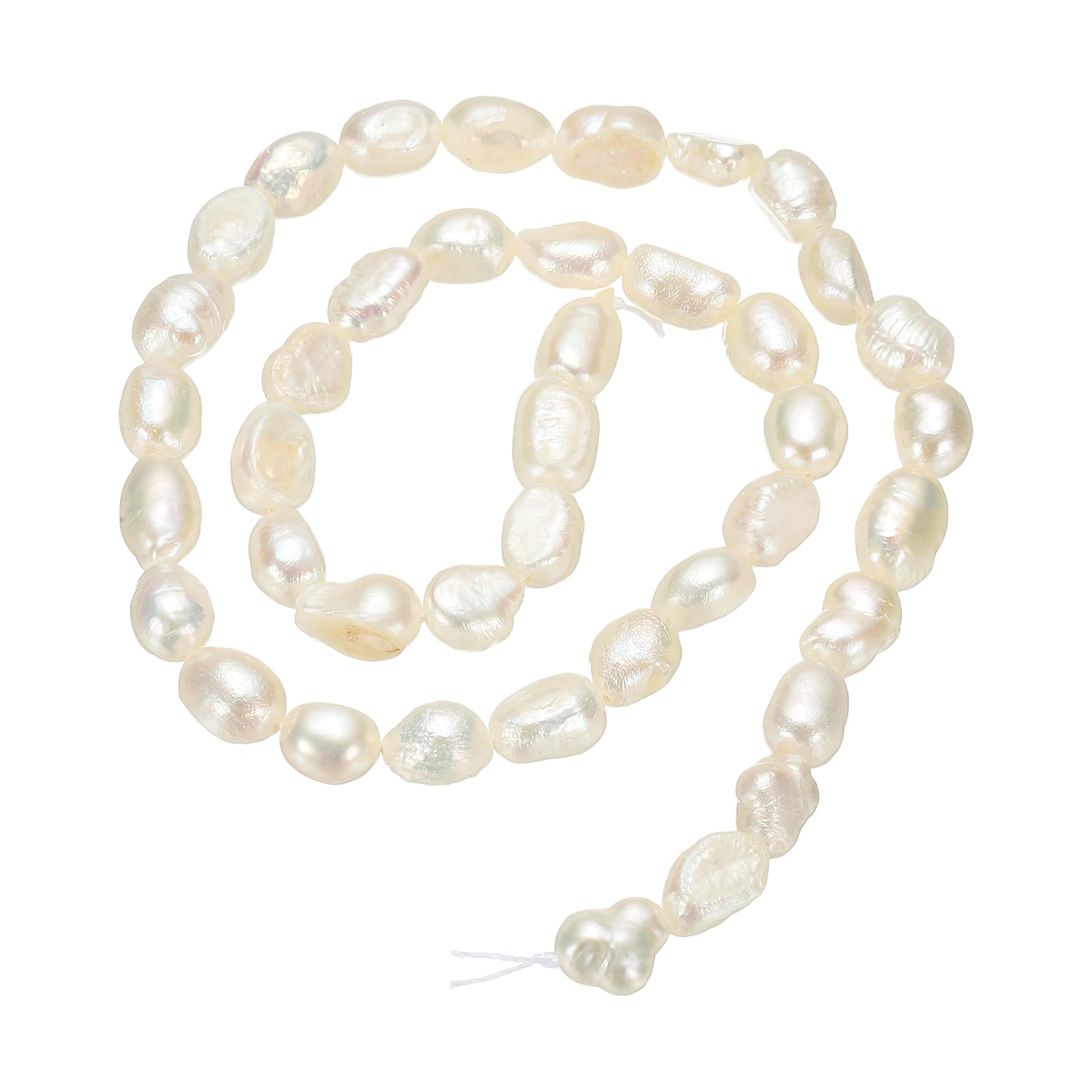 sourcing map Freshwater Pearl Beads, 6-7mm Irregular Shape Straight Hole Gemstone Beads 0.8mm Hole Pearl String for DIY Necklace Bracelet Chain Earring Jewelry Making, White