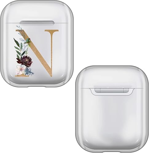 Head Case Designs Funda de carga con licencia oficial de Nature Magick Letter N Floral Monogram Letter 2, transparente y de cristal duro compatible