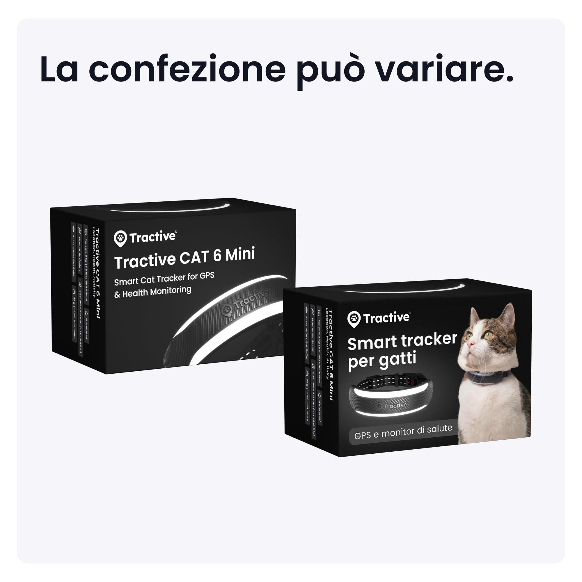 Tractive GPS Gatti Mini | Edizione 2026 | Miglior GPS Gatto | Localizzazione in Tempo Reale | Avvisi di Salute e Monitoraggio dei Parametri Vitali | Sgancio di Sicurezza | Collare Integrato (Nero)
