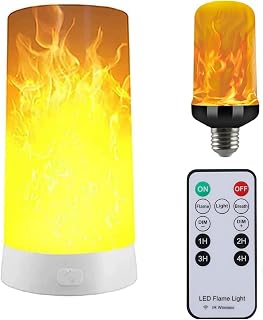 Led Flame Light,USB Rechargeable Led Fireplace Light,Flame lamp Candles Fire Lanterns Outdoor,4 Modes Flame Lamp with Remote for Home Bar Party Christmas Decor (Warm Light)