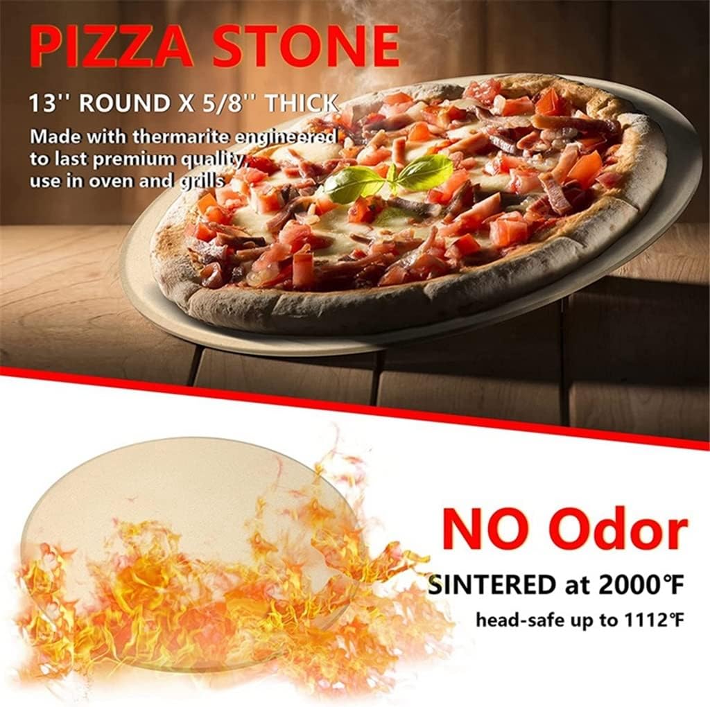 Pizza Stone Set 13 Pizza Stone for Grill and Oven with Foldable Metal Pizza Peel and Accessories Set