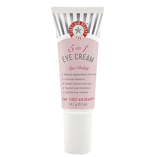 First Aid Beauty Crema de ojos 5 en 1 crema de ojos antienvejecimiento de acción múltiple para pieles sensibles secas. Ideal para todo tipo de piel.