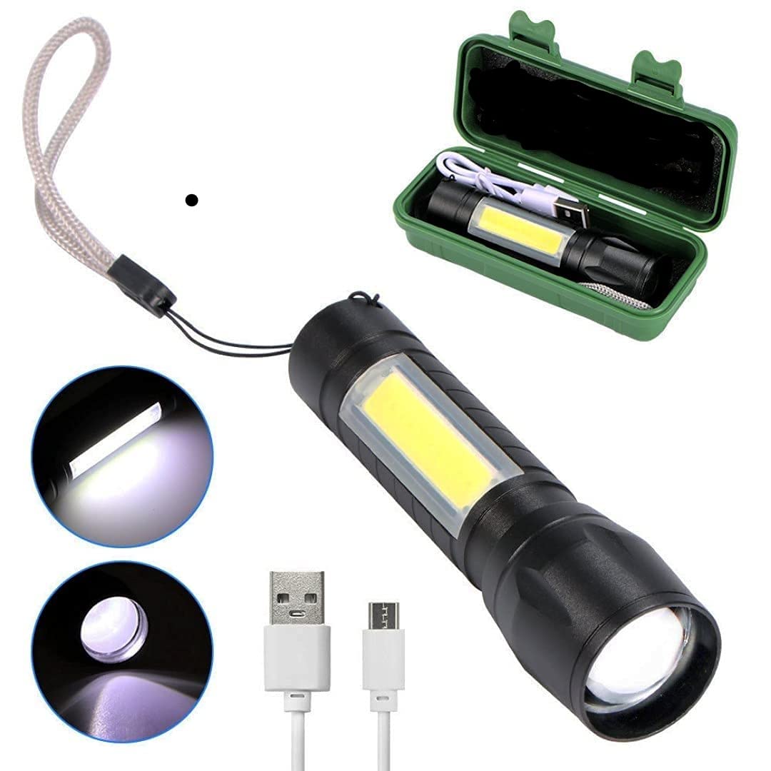AmigozZ High Power USB Rechargeable Long Range Led Torch Light with 3 Adjustable Modes Zoom in Flashlight with Hanging Rope for Torch Keychain (Black, Pack of 1, Aluminum) (B09GKMPD5R) Amazon Price History, Amazon Price Tracker