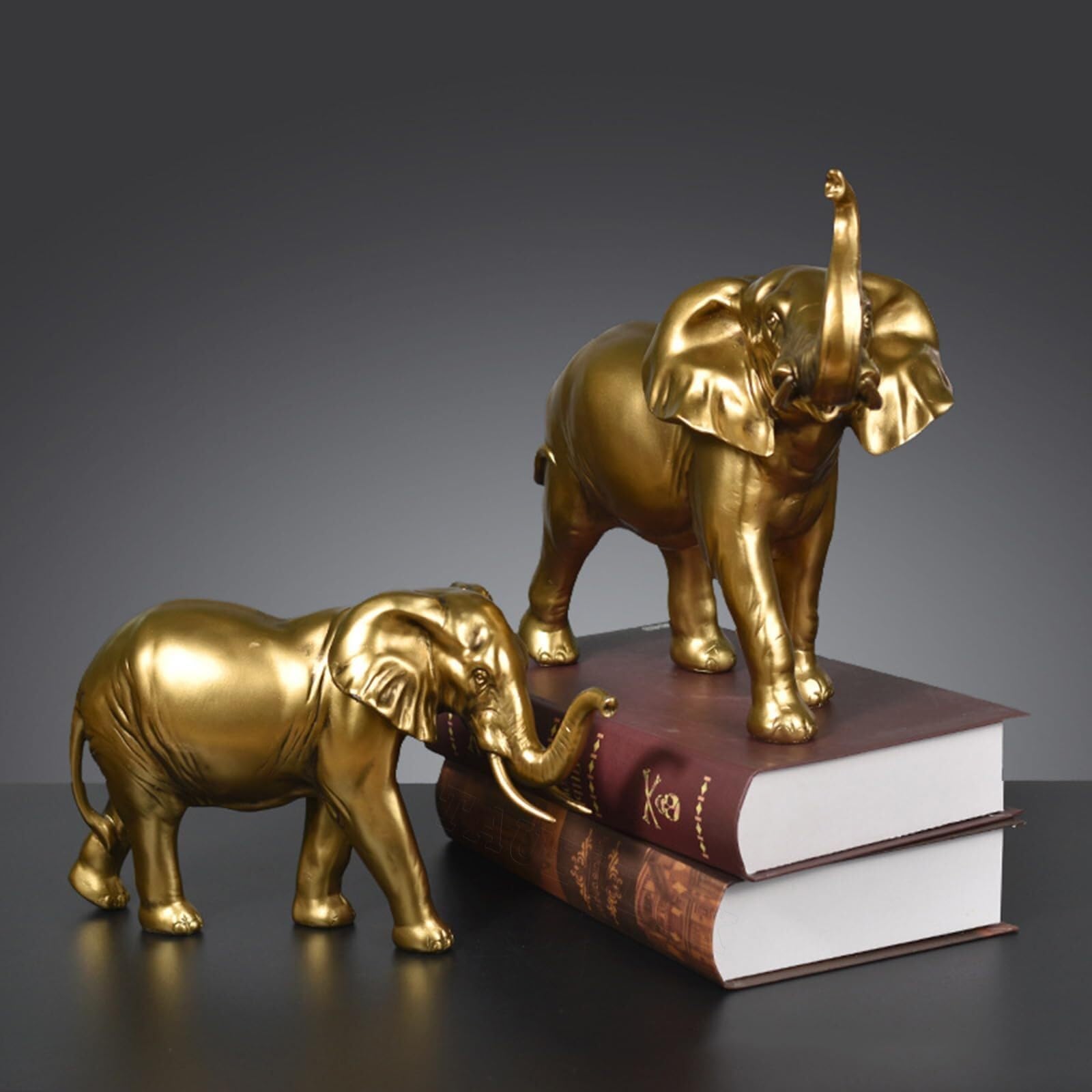 Regalos para Mujeres Decoración Elefantskulptur Gyllene Elefantstaty Decoración para estanterías(Elephant Small)