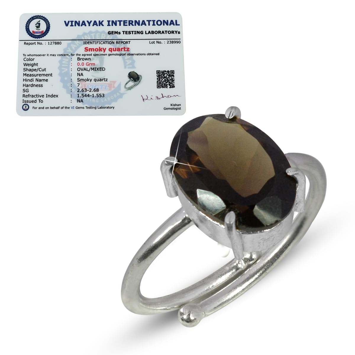 Smoky Quartz Tey Ring アドリンヒュー Crystu Certified Smoky Quartz Ring - Smoky Quartz Gemstone Ring