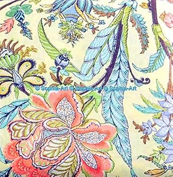 Indian Hand-Block Printed Jaipuri Flower Print Floral Ethnic Sanganer Kurti Print Cotton Fabric Beige Mugal Flower, 3 Yard