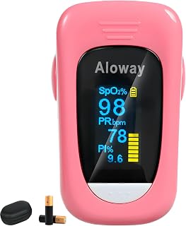 Aloway Finger Oxygen Monitor, Pulse OX, Pulse Oximeter Fingertip, Oxygen Monitor Fingertip with Pulse Monitor, SpO2 Reading Home Outdoor Sports, Pulse Oximeter(Pink)