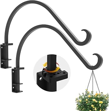 Swivel Plant Hanger for Hanging Plant, Plant Hanging Holder,Heavy Duty Black Iron Plant Hanger Brackets for Hanging Planters and Flowers Baskets Planter Outdoor 2 Pcs-12 Inches