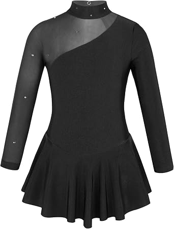 Kids Girls Ice Figure Skating Competition Dress Performance Costumes Dance Leotard for Gymnastics