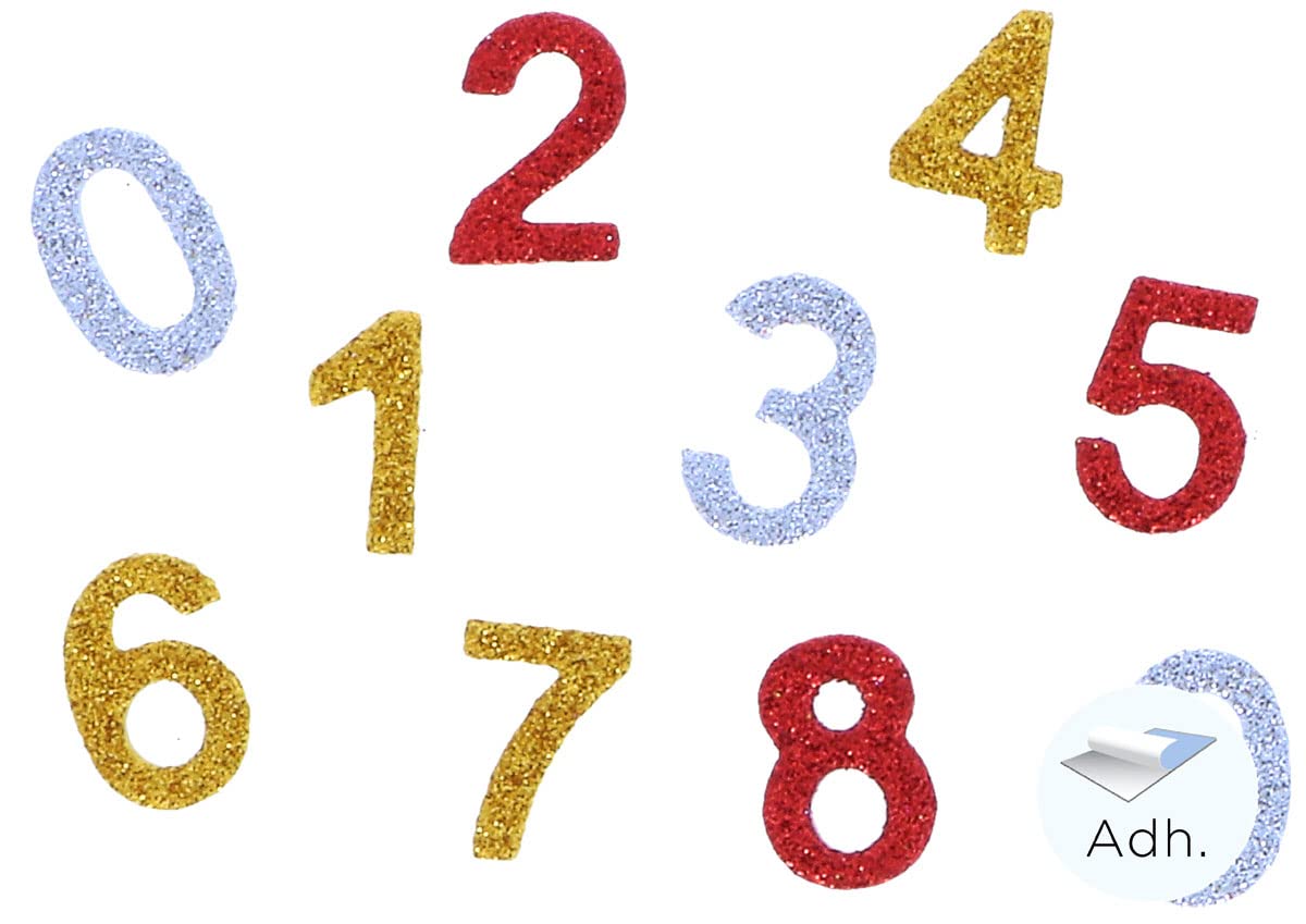 INNSPIRO Numbers 0-9 Glitter Adhesive EVA Rubber 22mm 60u