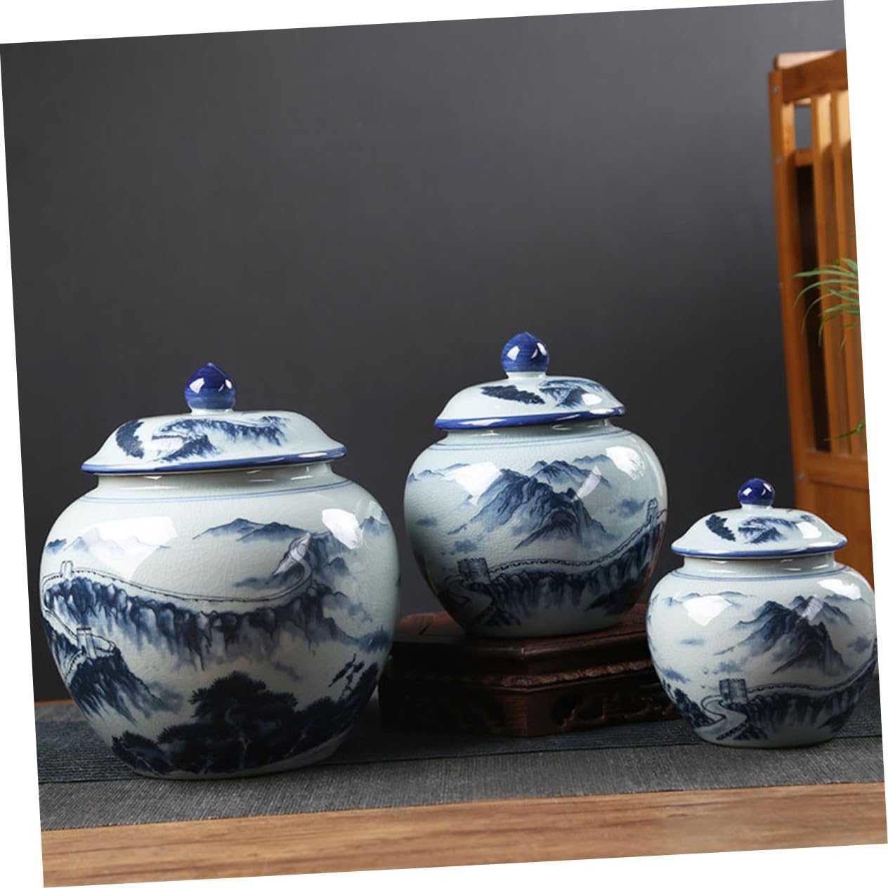Chinesische Vintage Keramik Teedose mit Dicht Schließendem Deckel und Dekorativem Design für Tee und Zucker im Teehaus oder Teegeschäft