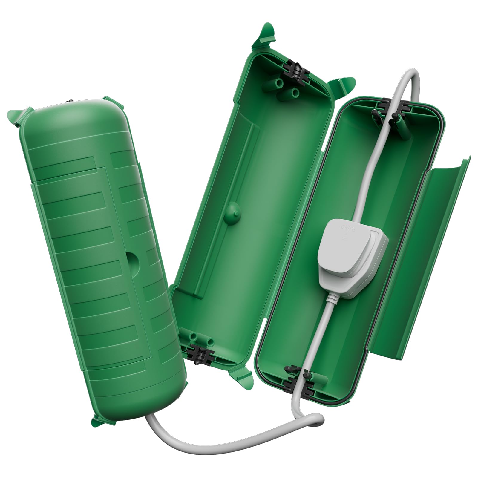[2 PACK] RESTMO Outdoor IP44 Waterproof Connection Box (29 × 11 × 7.5cm), Weatherproof Extension Lead Cover, Safety Seal Enclosure for Holiday Lights, LED Strips, Power Tools, Fountain, Green