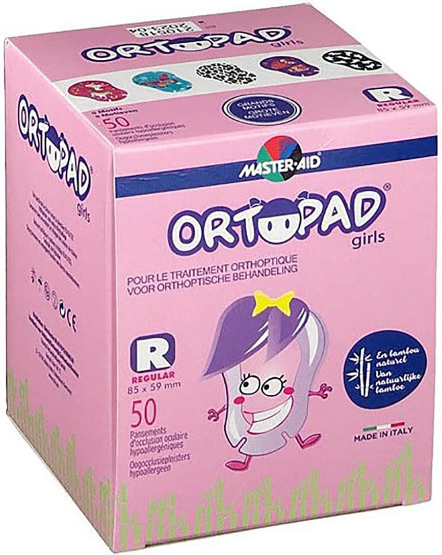 Ortopad Girls Eye Patches, Large Scale Designs, 1 Pack of 50 Patches (Regular)