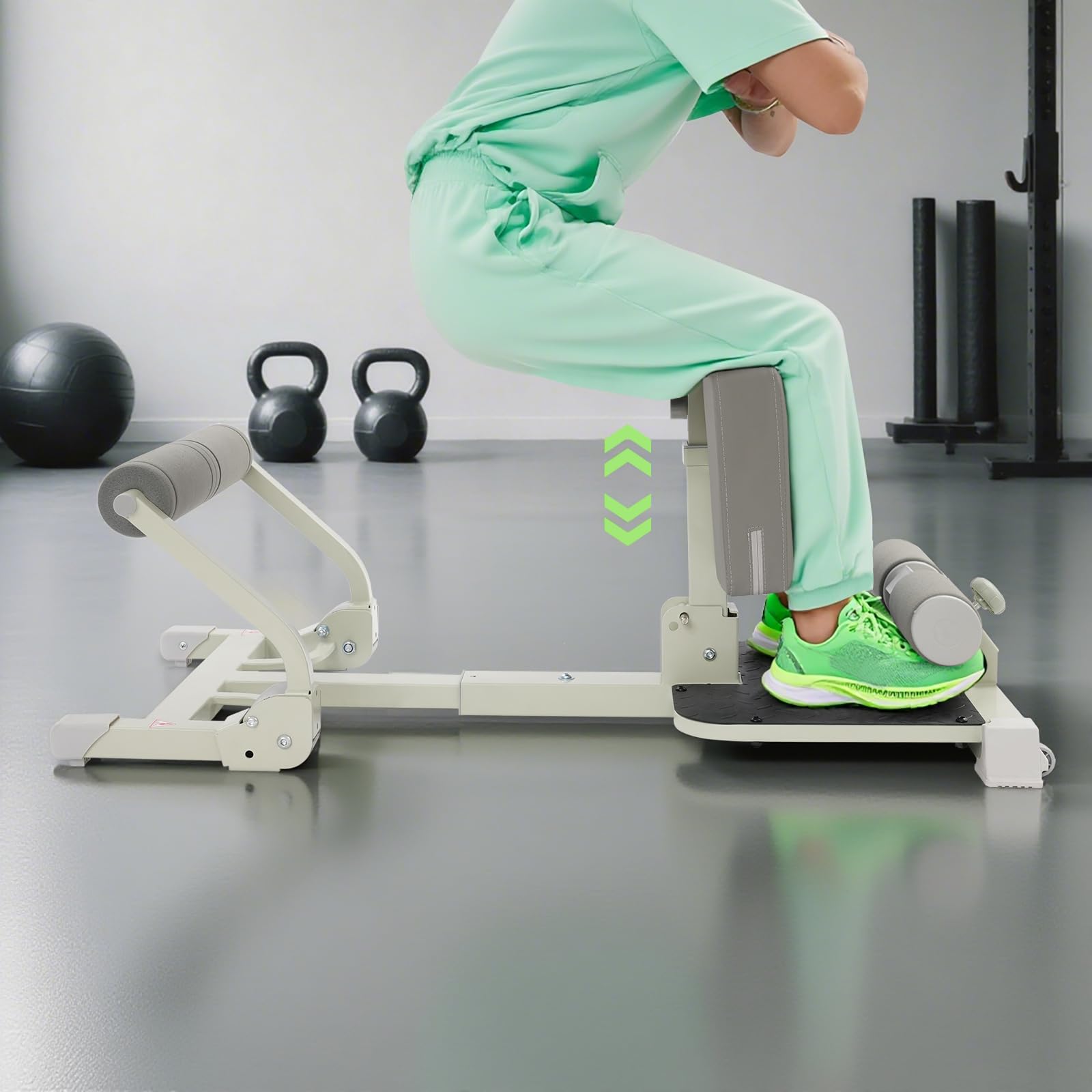 Squat Bench Kniebeugentrainer Mit Fitnessband, Verstellbar Beintrainer Beinstrecker Klappbare Oberschenkeltrainer Workout Bench Für Home Gym Heim-Fitnessstudio