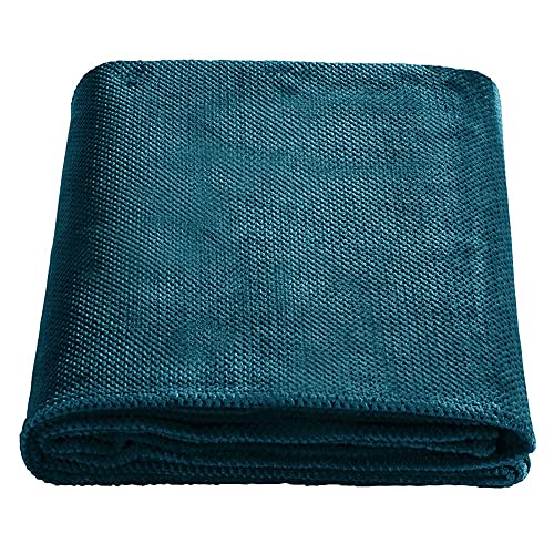 SOCHOW Flanell Fleecedecke, Waffelmuster (150 x 200 cm, Blau Grün) –...