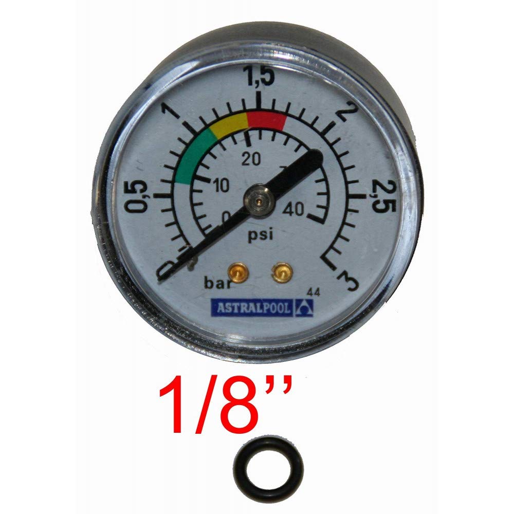 jardiboutique astralpool - Manometro astralpool per filtro a sabbia piscina a 3 bar, 4404010103, attacco posteriore 1/8"