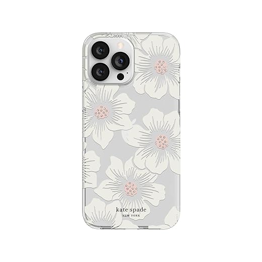 kate spade new york Protective Hardshell Case for iPhone 13 Pro Max - Hollyhock Floral Clear