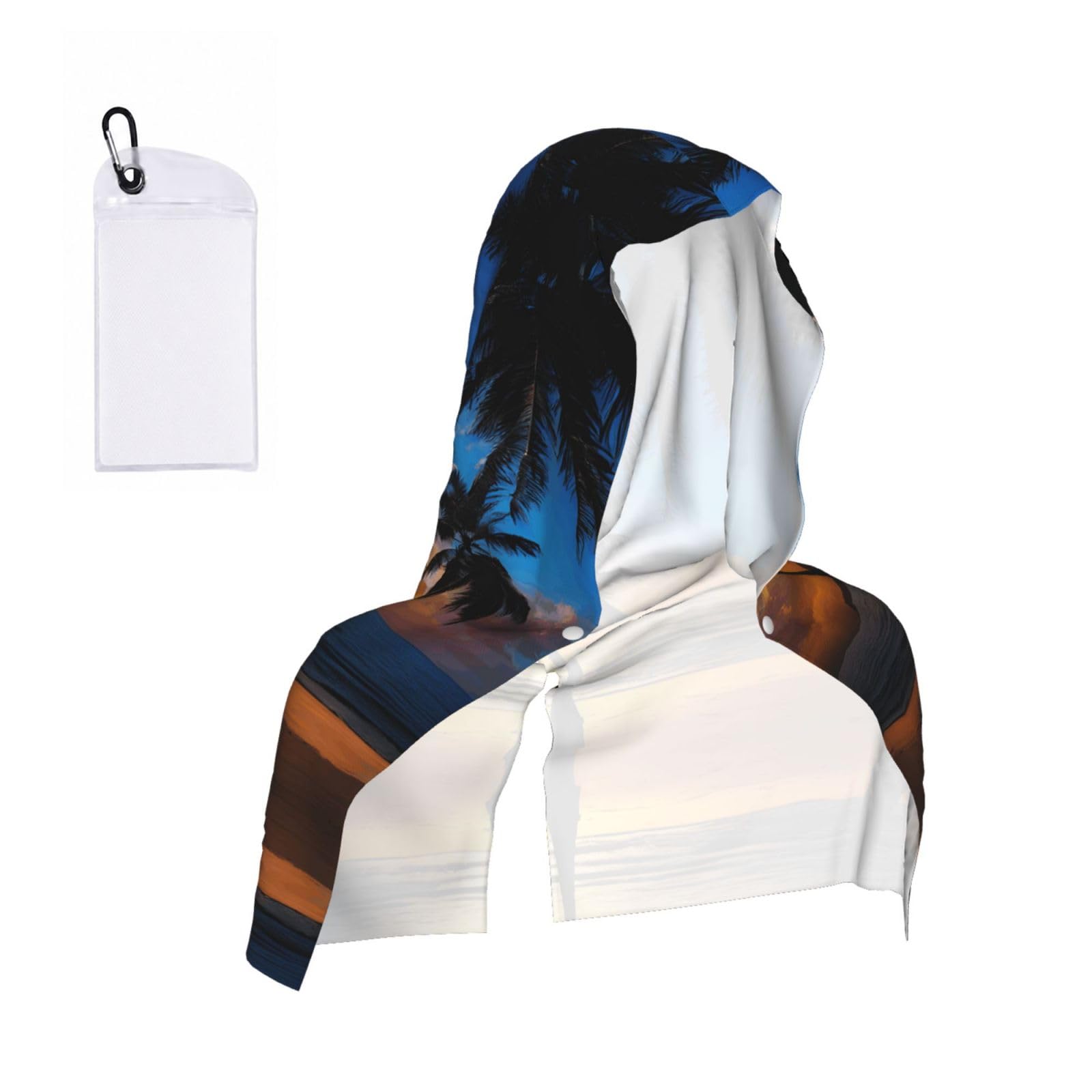 ESNAIUVCD Hawaii Beach Print Multifunctional Cooling Hoodie Bandana Portable Sweat Absorbing Design For Beach Workouts Exercise Heat Relief Accessories