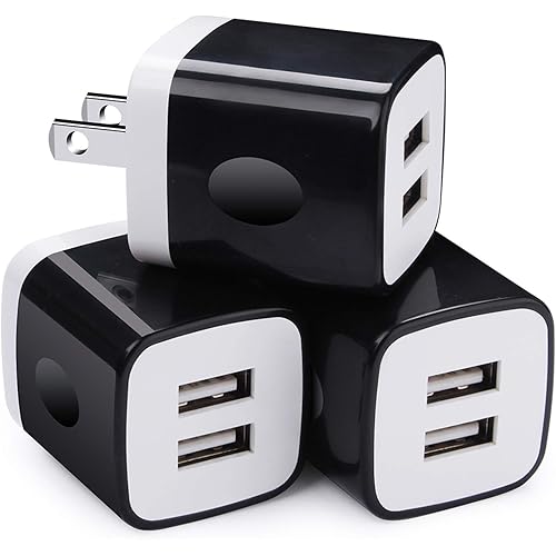USB Wall Charger,Phone Charging Block,3Pack 2.1A Dual Port Wall Plug Charger Head Cube Adapter for iPhone 13/13 Mini/13 Pro Max/11 Pro Max/XS/XR/X/8/7, Samsung Galaxy S22 S21 S20 S10e S10 S9 Note 10 9