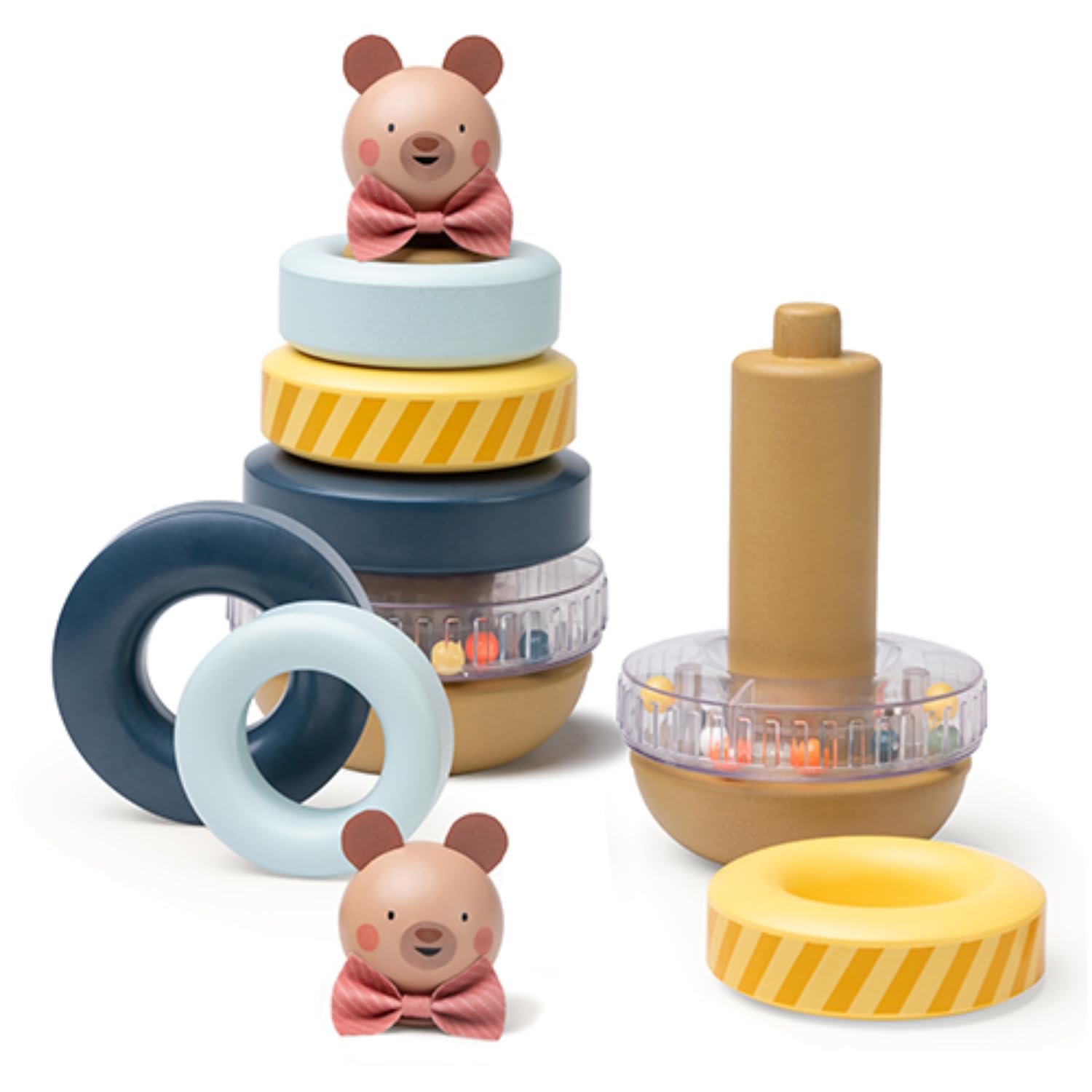 Taf Toys Stack-a-Bear | Baby Stacking Toy with Colourful Plastic Rings, BPA-Free Baby Stacker | Develops Motor Skills & Coordination | Sensory Toy for Babies 9 Months+